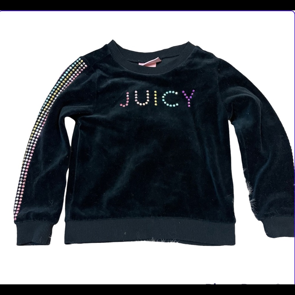 Juicy‎ Couture kids 4T black velour pullover studded embellish sweatshirt